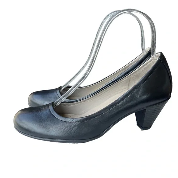 Ecco | Shoes | New Ecco Black Leather Pumps Heels Womens  display picture 1